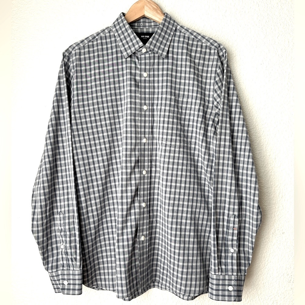 Jack Spade Men’s Gray Blue Plaid Button Up Shirt, L
